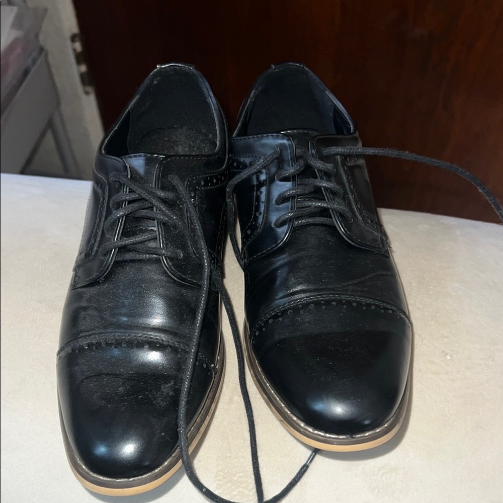 Stacy Adams Black Cap-Toe Lace-Up Dress Shoes